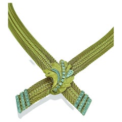 Retro Gold and Diamond Mesh Necklace