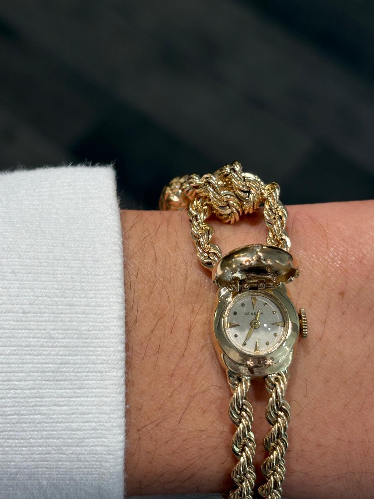 Retro Gold and Diamond Tassel Bracelet Watch (Not Functioning) For Sale 3