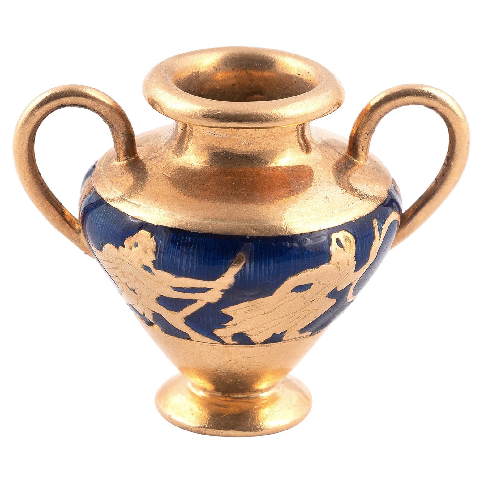 Paul Flato Attributed Yellow Gold Enamel Envelope Charm Pendant at 1stDibs