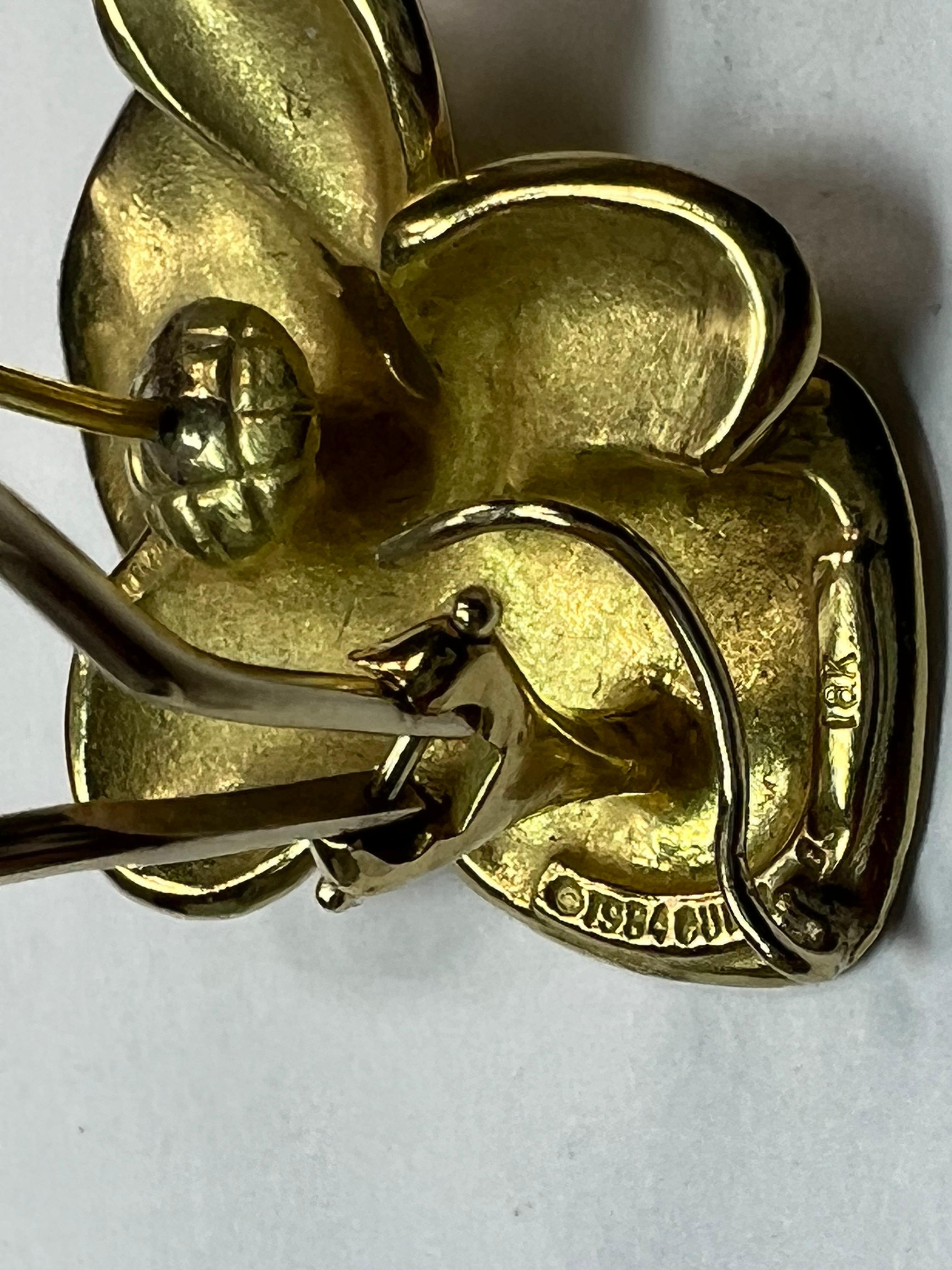Retro Gold Angela Cummings Floral Orchid Petal Earrings New York Circa 1984 For Sale 2