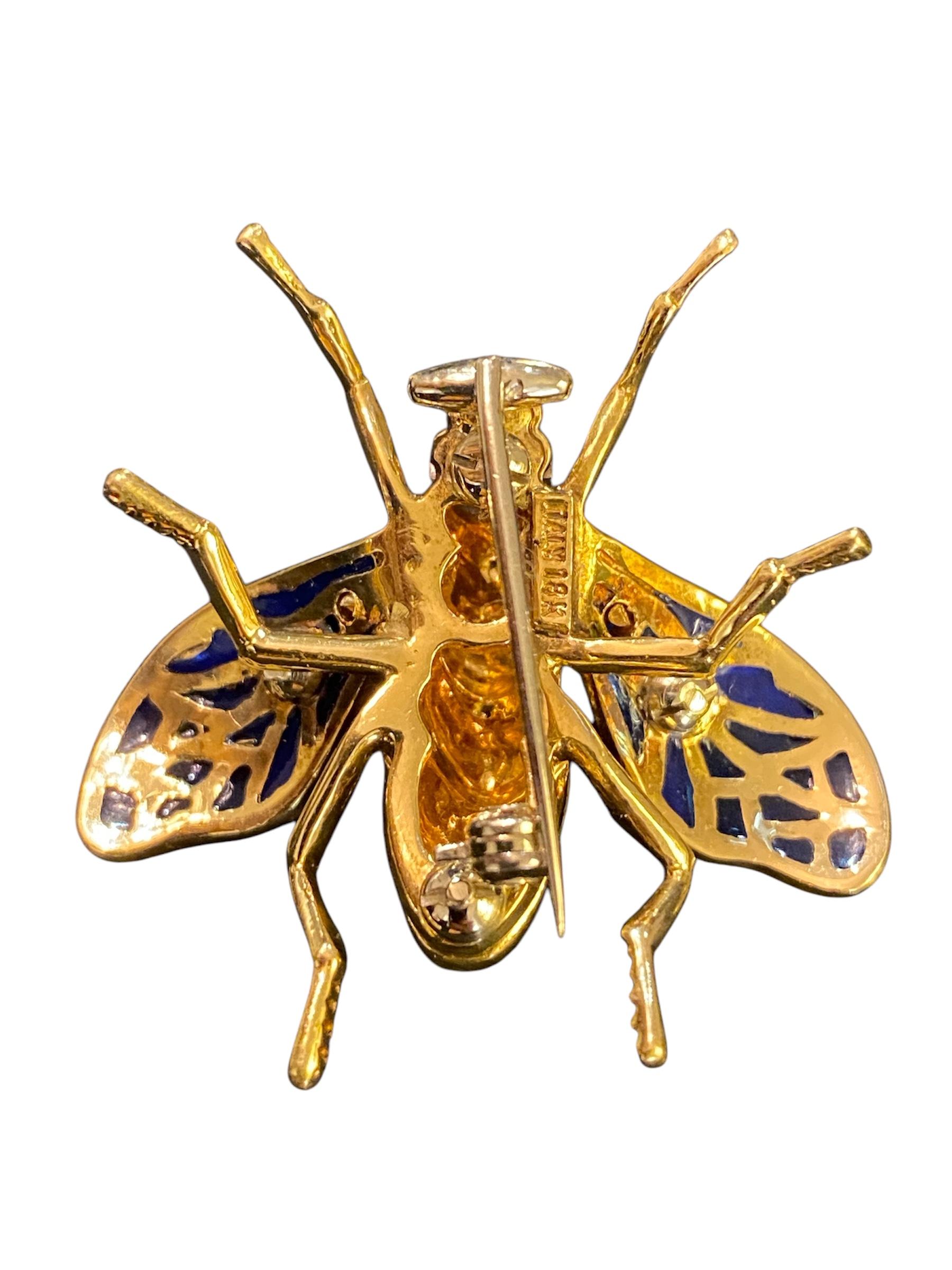Retro Gold Bee Brooch with Diamonds and Enamel For Sale 2