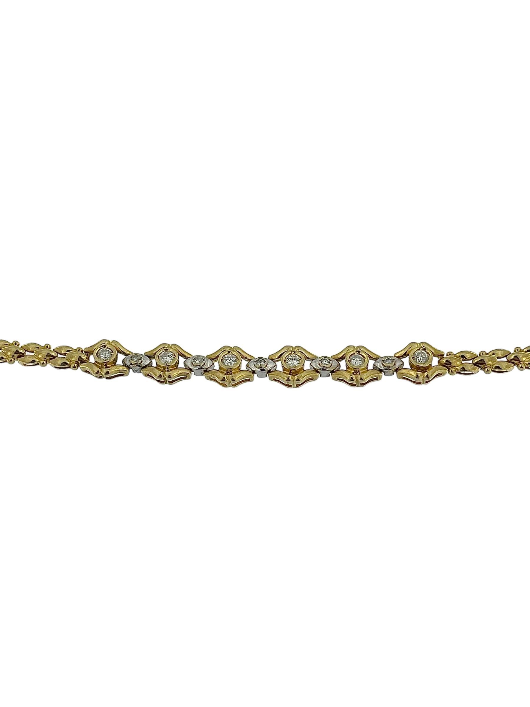 Retro Gold Bracelet with Diamonds HRD Certified In Good Condition For Sale In Esch-Sur-Alzette, LU