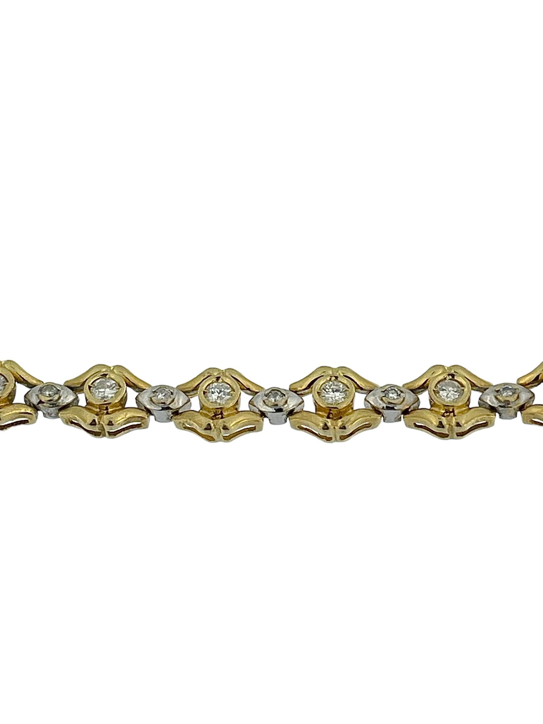 Women's or Men's Retro Gold Bracelet with Diamonds HRD Certified For Sale