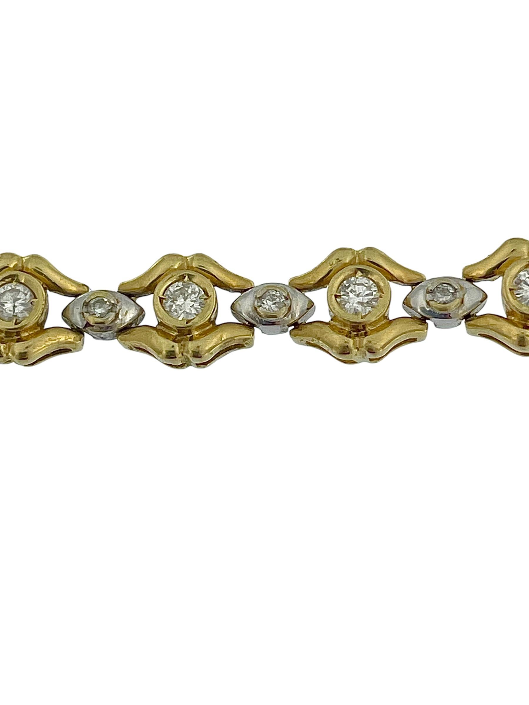 Retro Gold Bracelet with Diamonds HRD Certified For Sale 1