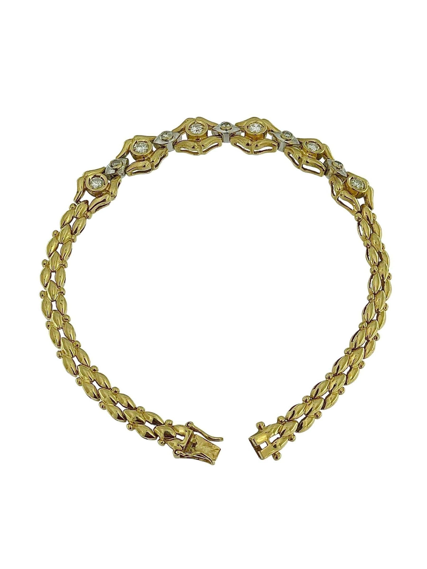 Retro Gold Bracelet with Diamonds HRD Certified For Sale 2