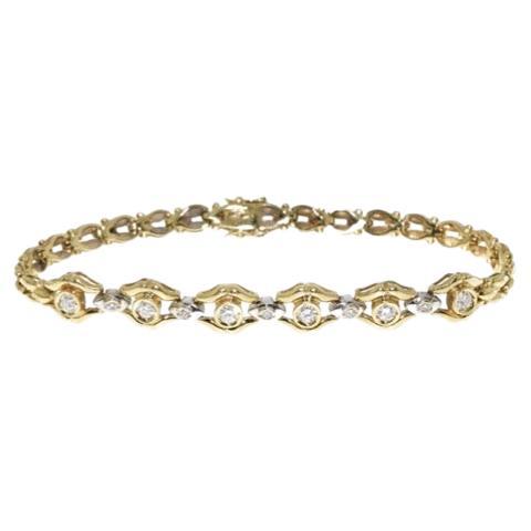 Retro Gold Bracelet with Diamonds HRD Certified For Sale