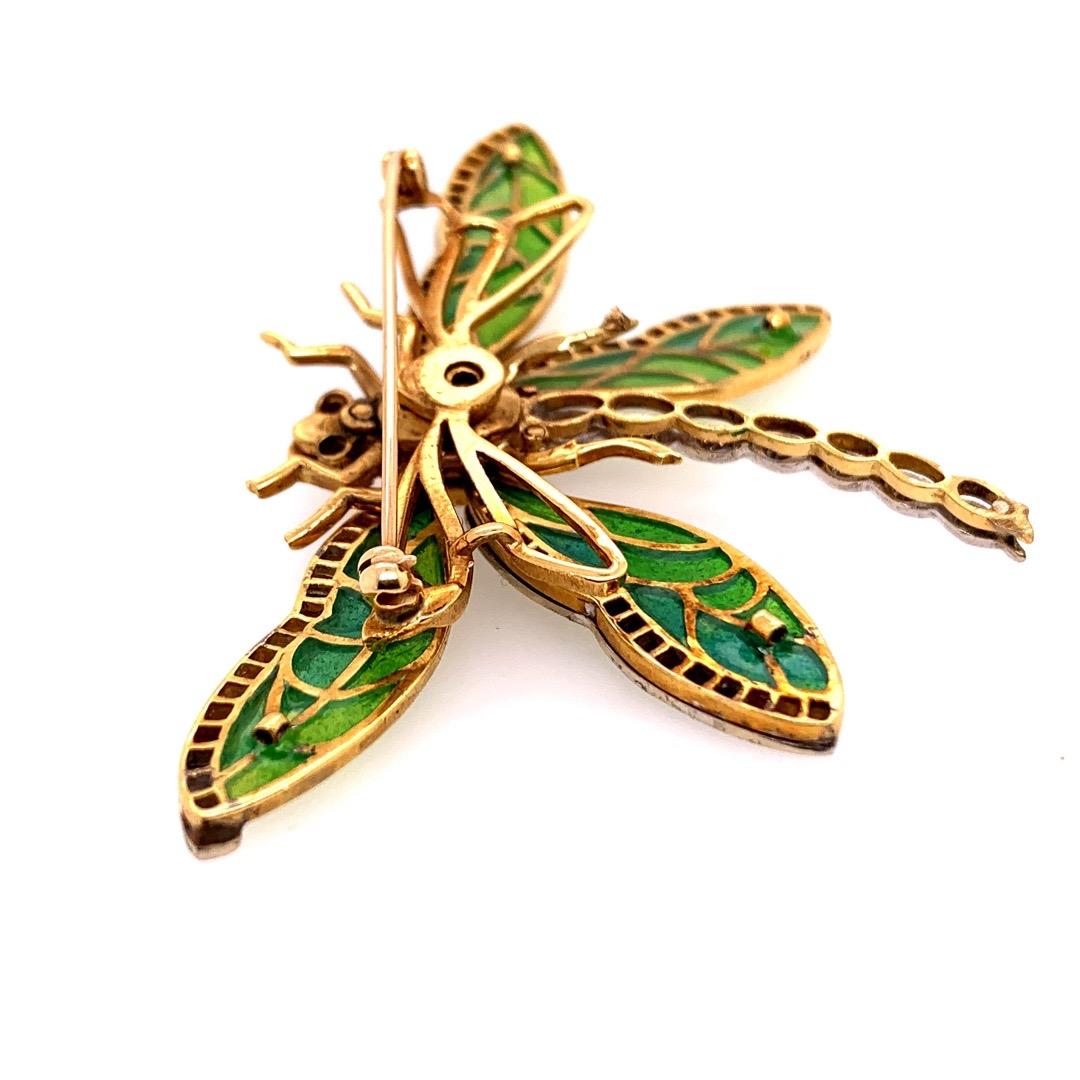 Retro Gold Butterfly 2.35 Carat Natural Diamond, Gem Opal & Enamel Brooche, 1960 For Sale 3