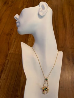 Retro Gold Camel Pendant 1.75 Carat Natural Diamond Ruby Emerald, Sapphire, 1960