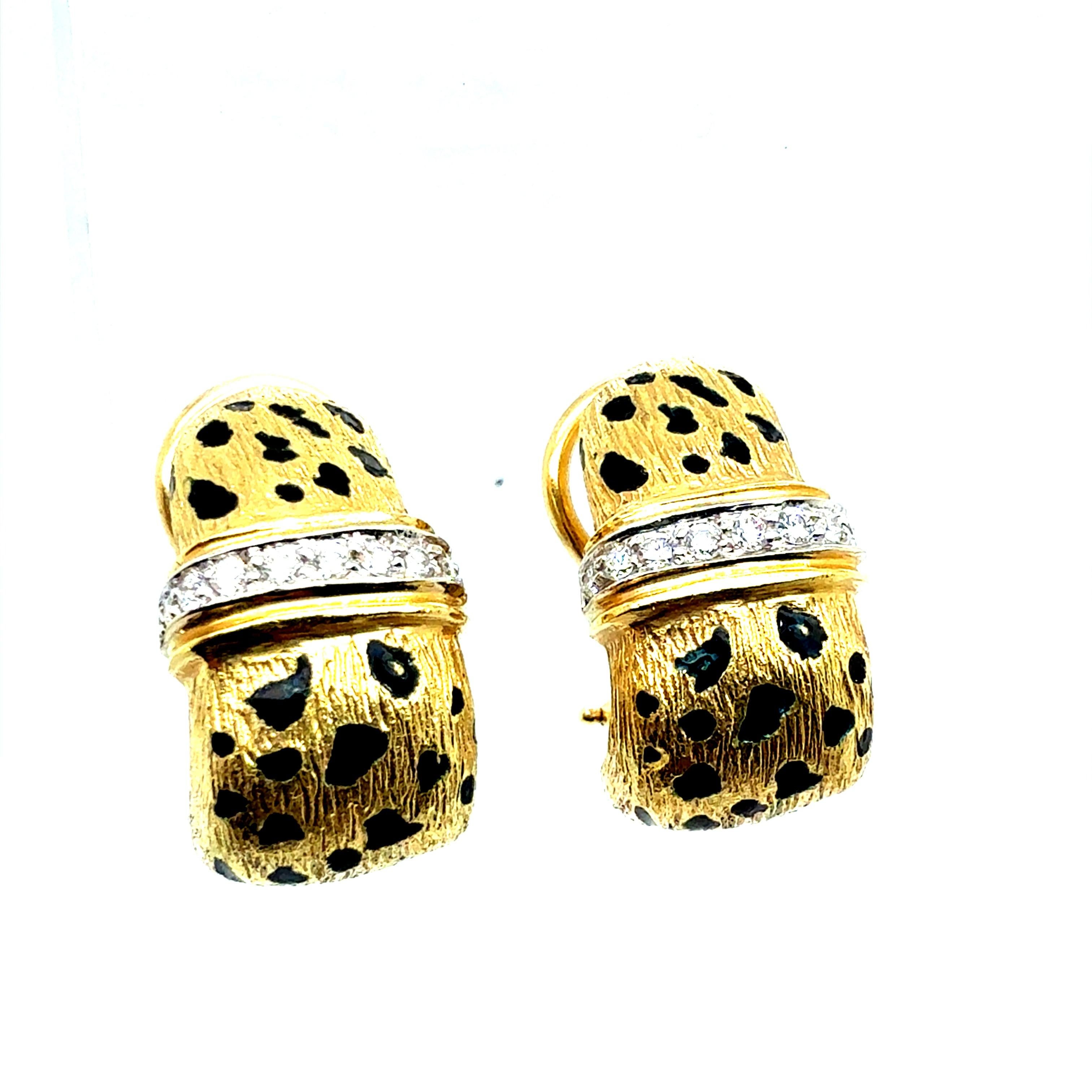 Retro Gold Cheetah Natural Diamond Statement Earrings by Scully & Scully In Good Condition For Sale In Los Angeles, CA