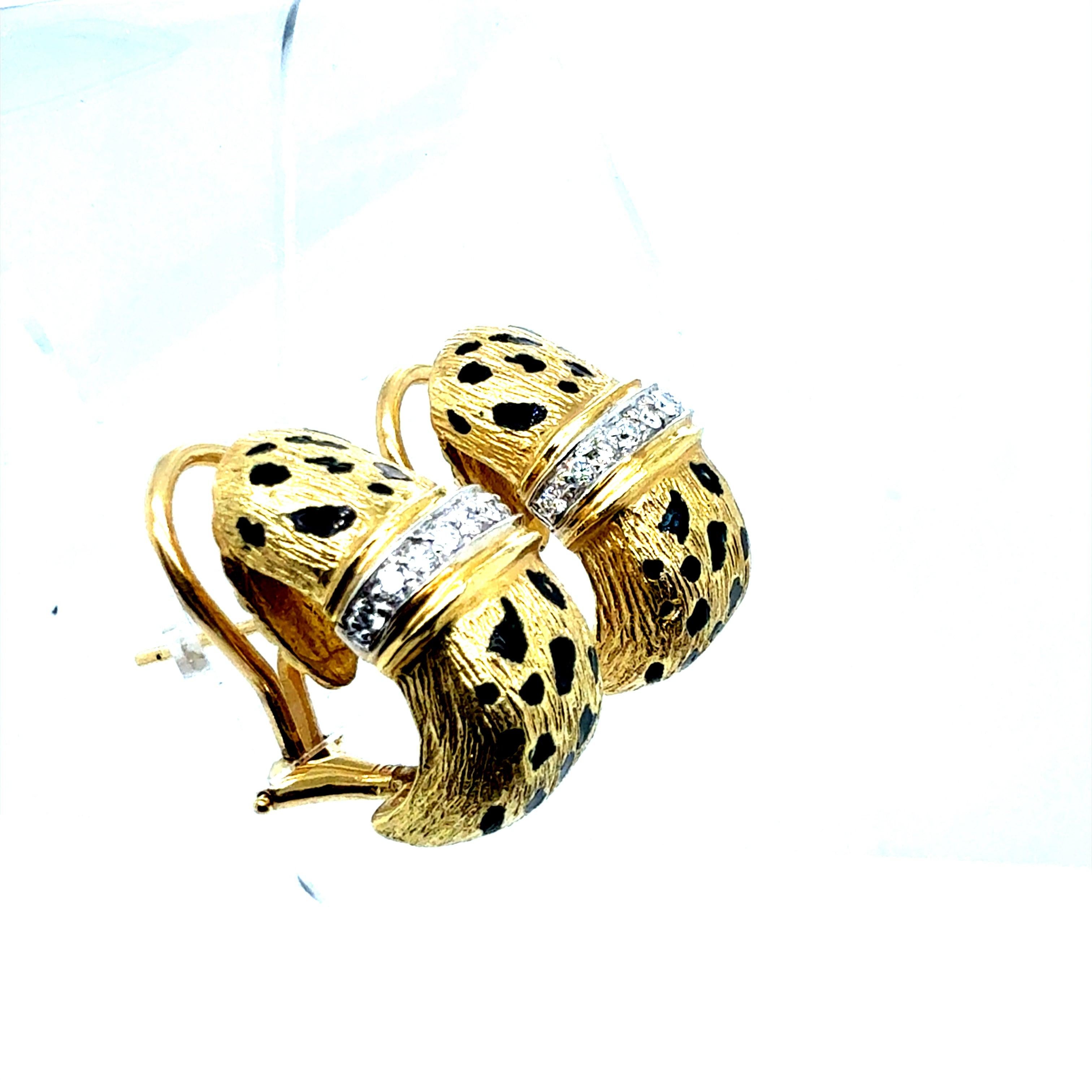 Women's Retro Gold Cheetah Natural Diamond Statement Earrings by Scully & Scully For Sale