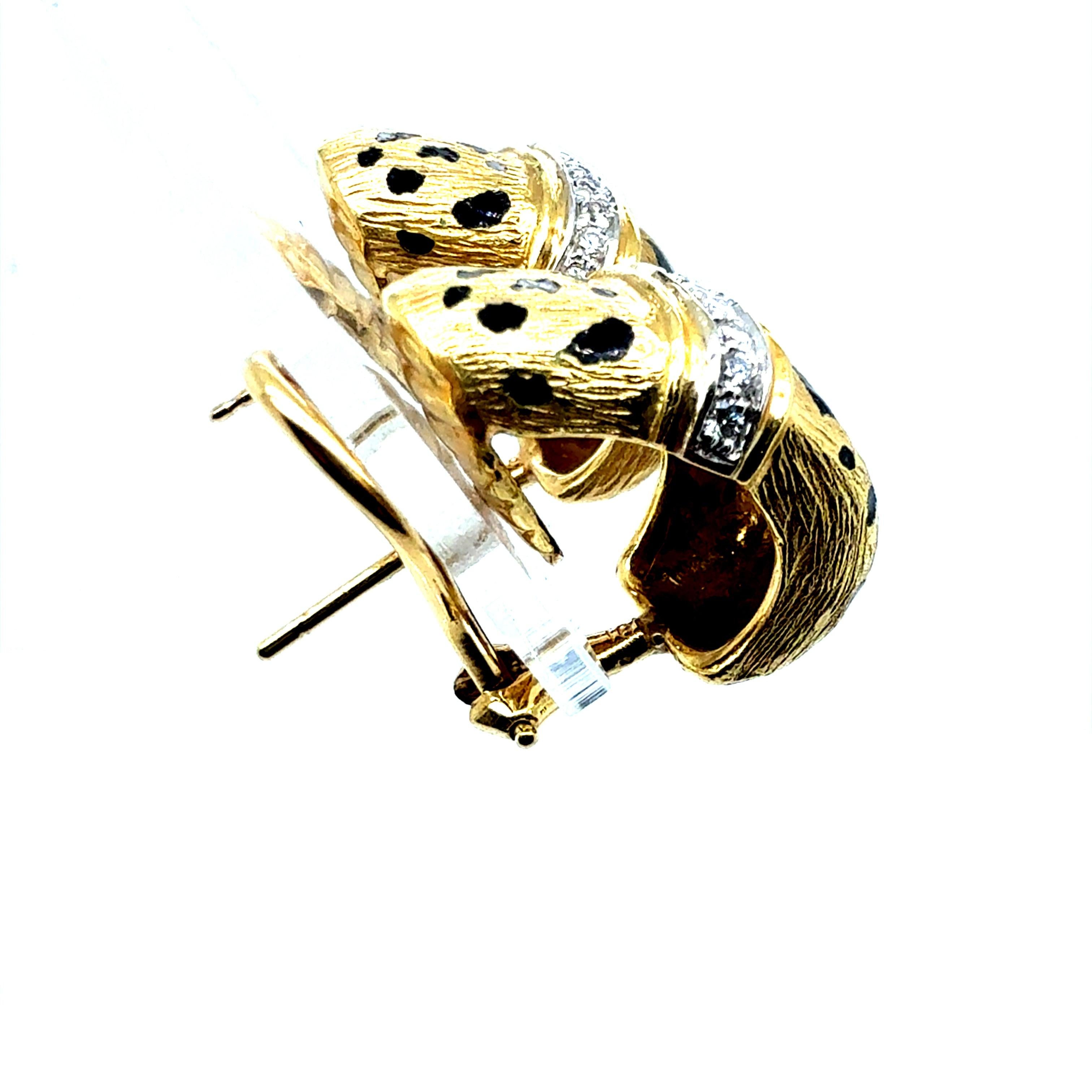 Retro Gold Cheetah Natural Diamond Statement Earrings by Scully & Scully For Sale 1
