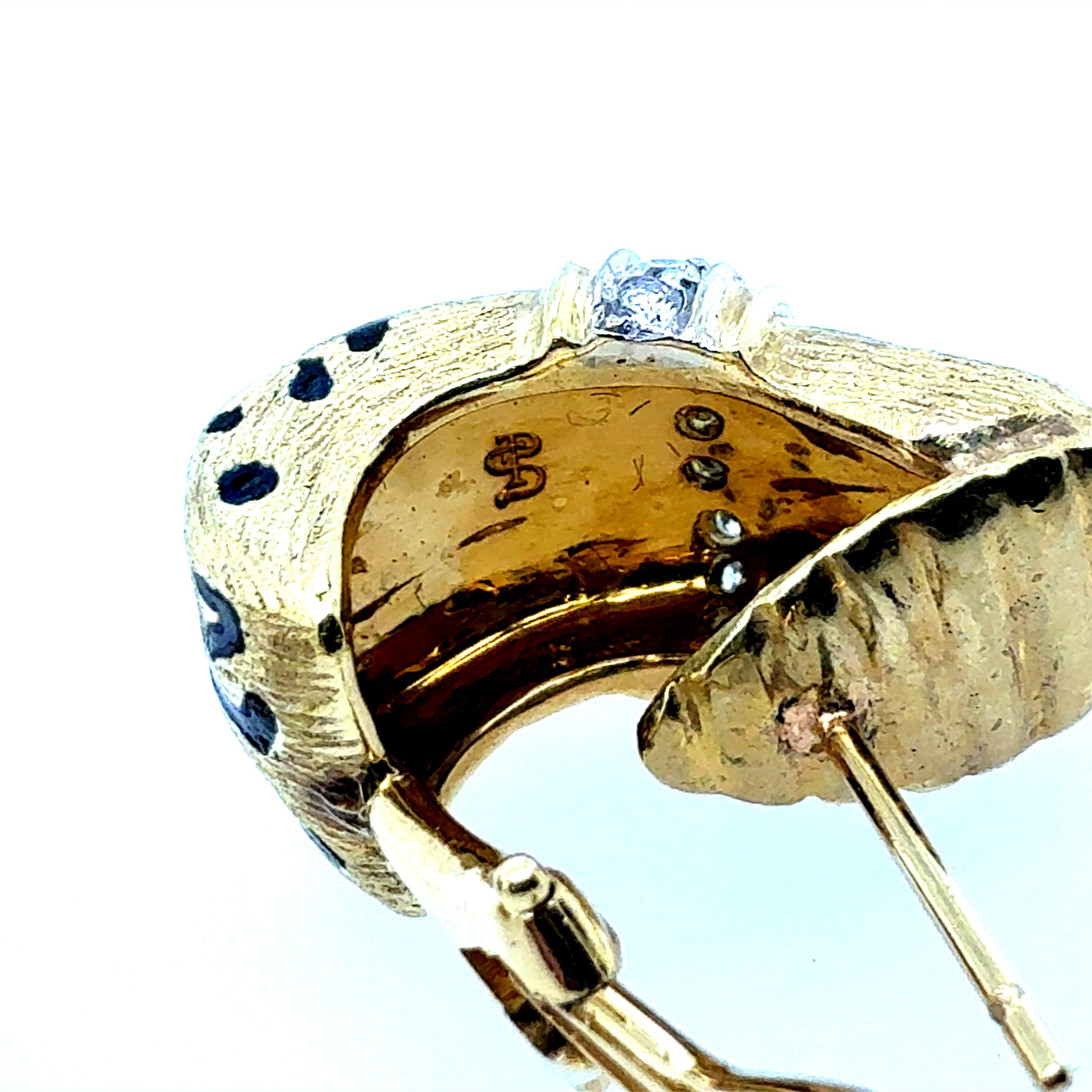 Retro Gold Cheetah Natural Diamond Statement Earrings by Scully & Scully For Sale 3