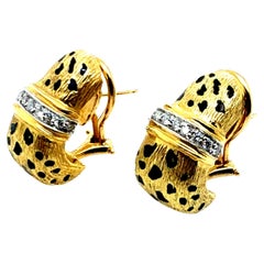 Retro Gold Gepard Natürliche Diamant Ohrringe von Scully & Scully