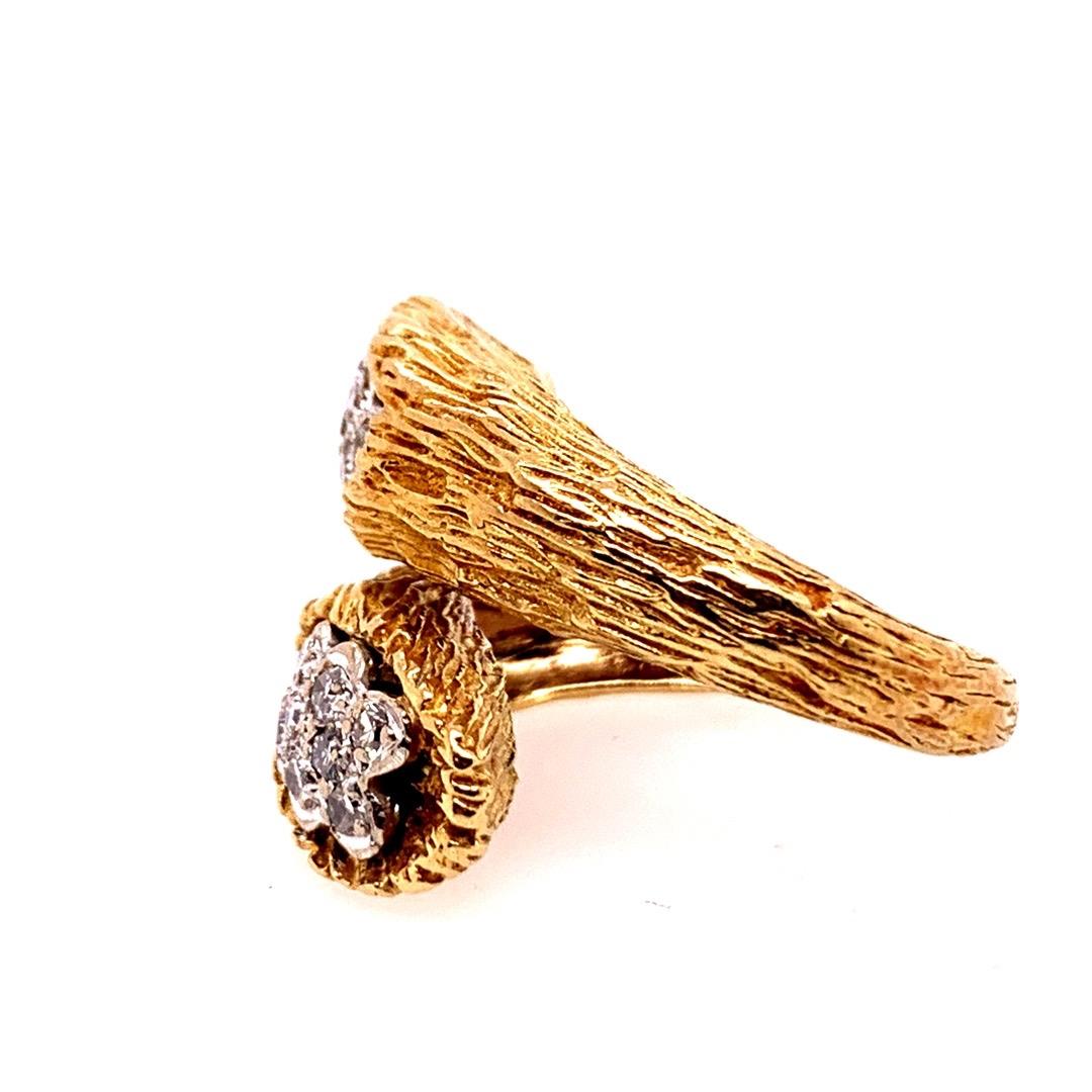 Retro Gold Cocktail Ring 0.35 Natural Single Cut Colorless Diamond, circa 1950 For Sale 1