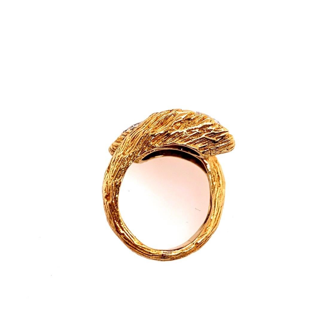 Retro Gold Cocktail Ring 0.35 Natural Single Cut Colorless Diamond, circa 1950 For Sale 4
