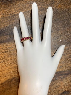 Retro Gold Cocktail Ring 1.10 Carat Round Natural Ruby & Diamond Gem circa 1960