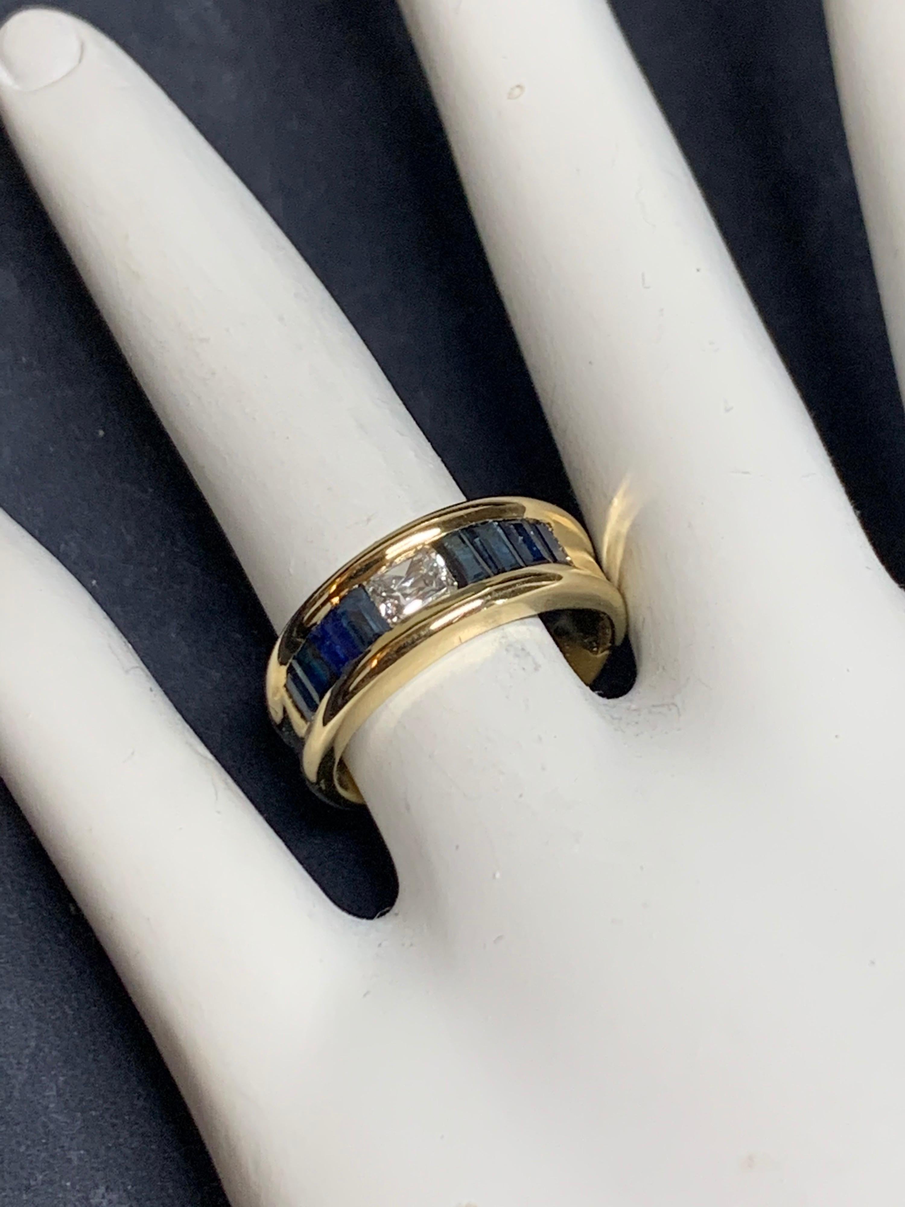 Retro Gold Cocktail-Ring 1,4 Karat natürlicher strahlender Diamant und Saphir Edelstein 1950 im Zustand „Gut“ im Angebot in Los Angeles, CA