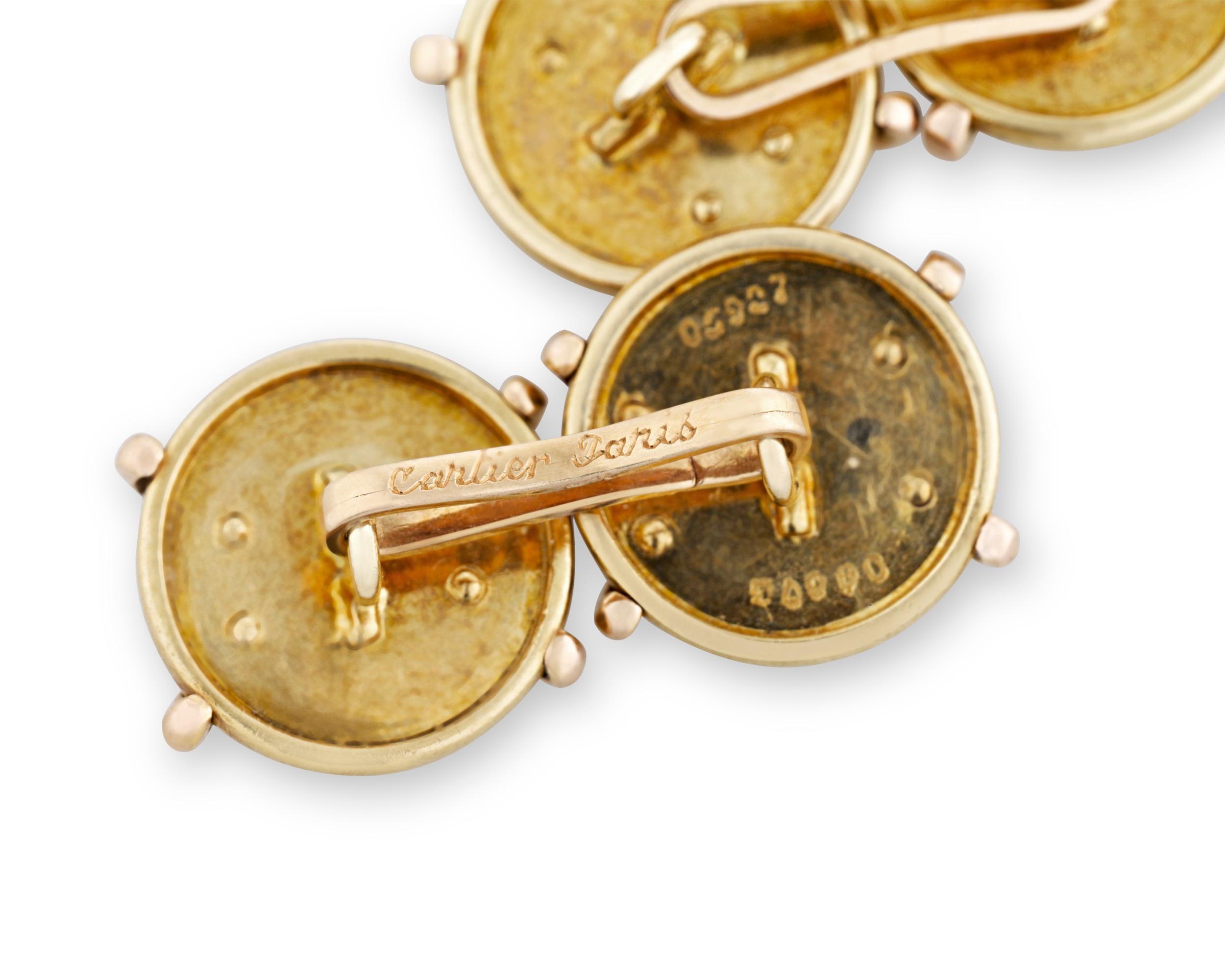 Retro Gold Cufflinks by Cartier In Excellent Condition For Sale In New Orleans, LA