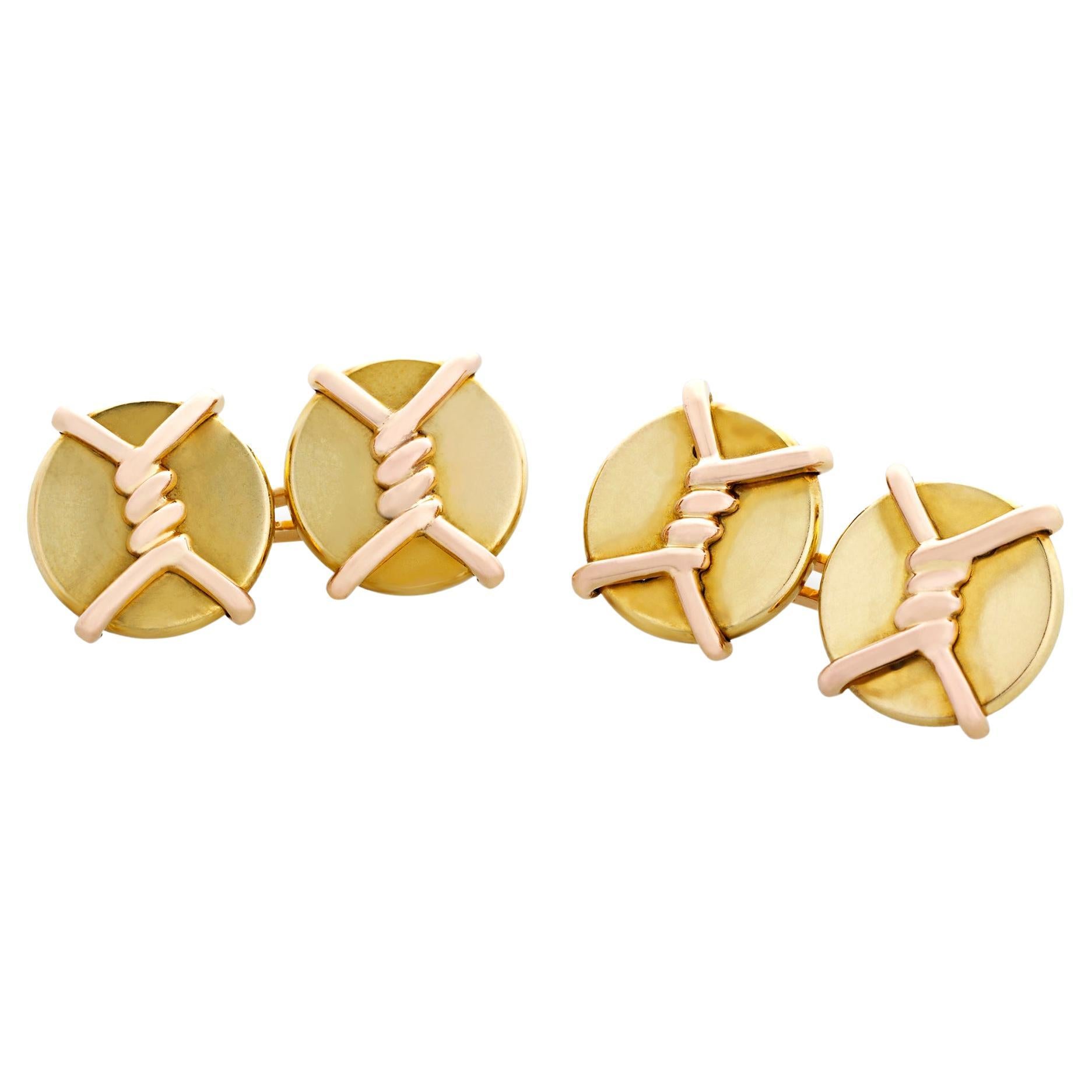 Retro Gold Cufflinks by Cartier For Sale