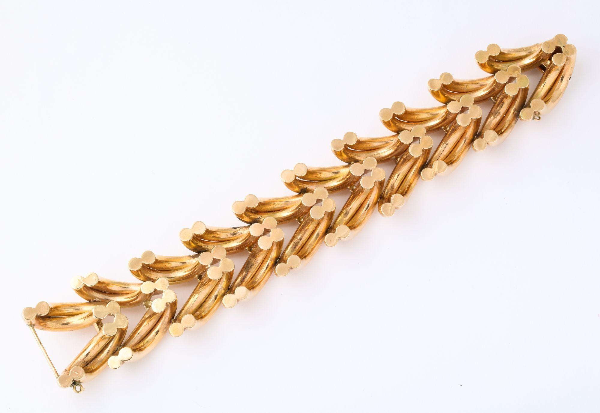 Bracelet rétro en or 14 carats à double « illumination » en vente 6