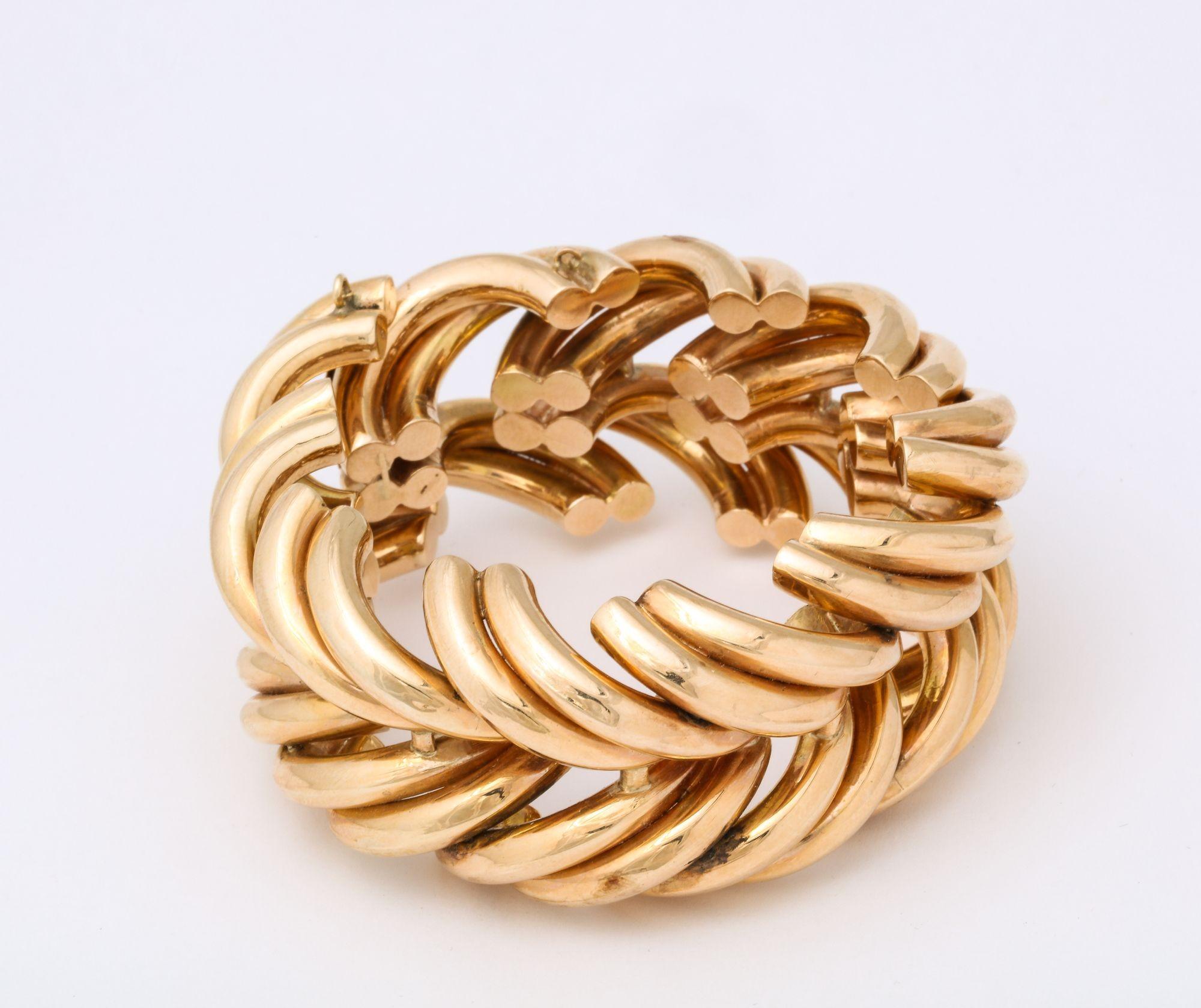 Bracelet rétro en or 14 carats à double « illumination » en vente 3