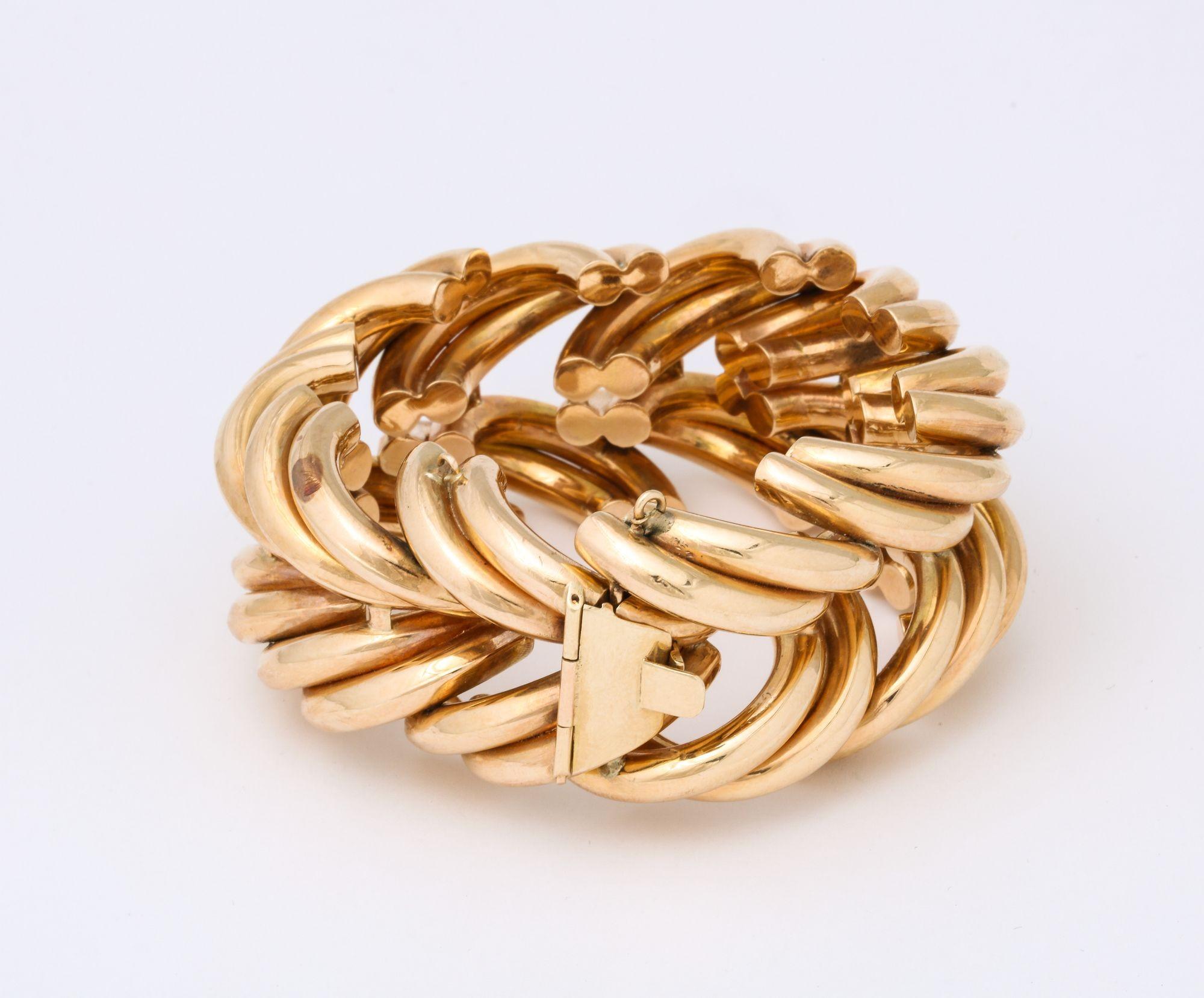 Bracelet rétro en or 14 carats à double « illumination » en vente 4