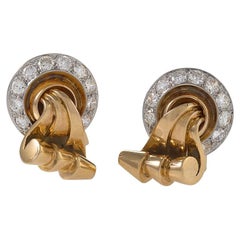 Gold and Diamond Scroll Earrings 