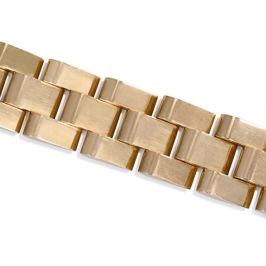 Retro Gold Escalator Tank Bracelet, French Import In Good Condition In New York, NY