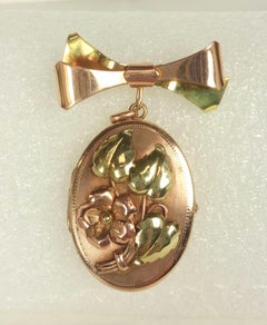 Retro Gold Filled 2 Toned Locket-Brooch
