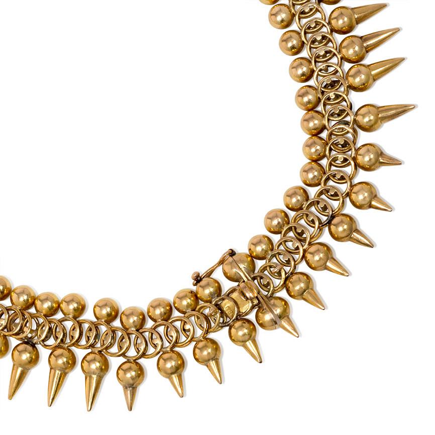 Retro Gold Fringe Necklace with Amphora Pendants In Good Condition In New York, NY