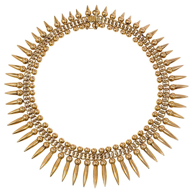 Retro Gold Fringe Necklace with Amphora Pendants