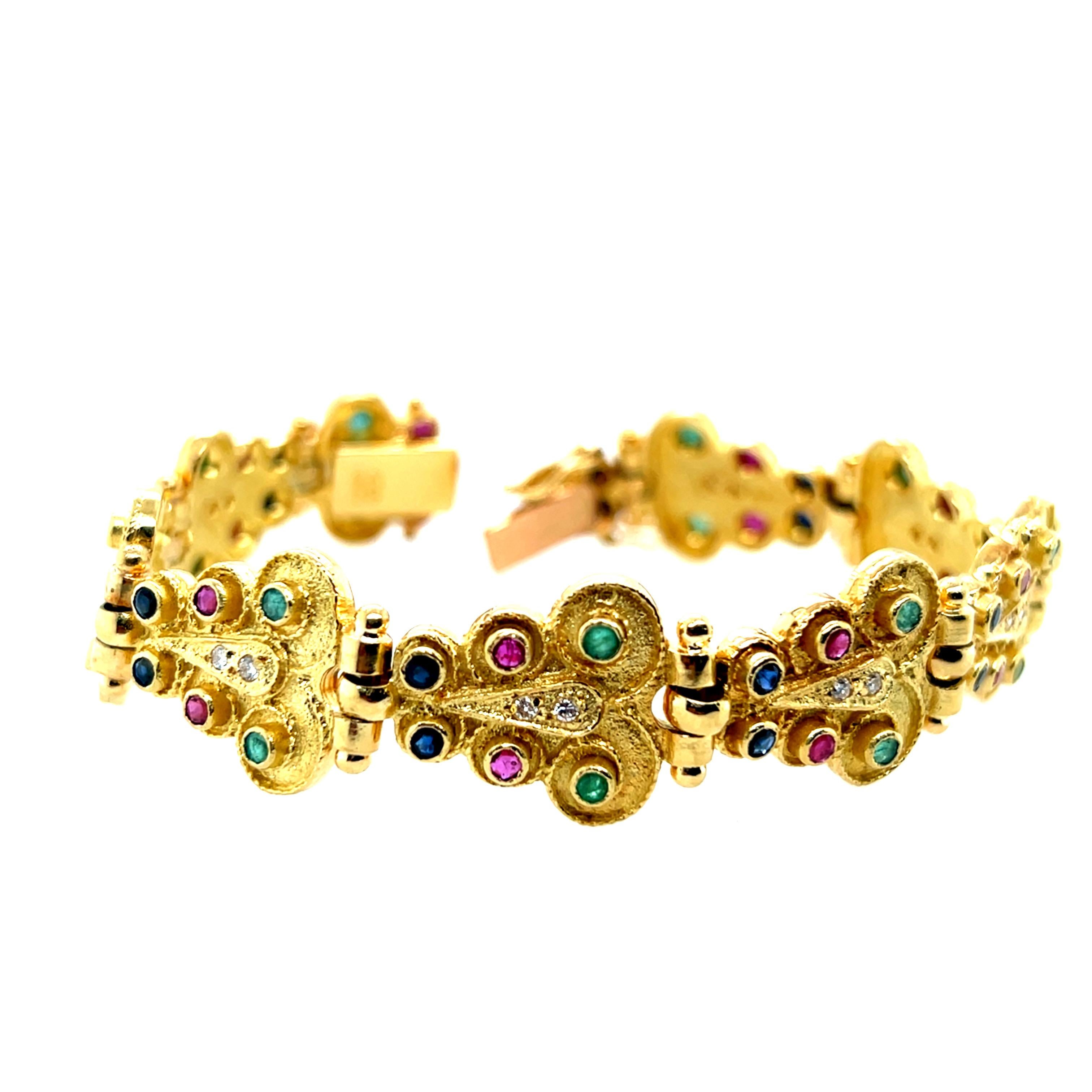 Retro Gold Full Set 9,40 Karat natürlichen Multi Color Edelstein & Diamant CIRCA 1980 (Rundschliff) im Angebot