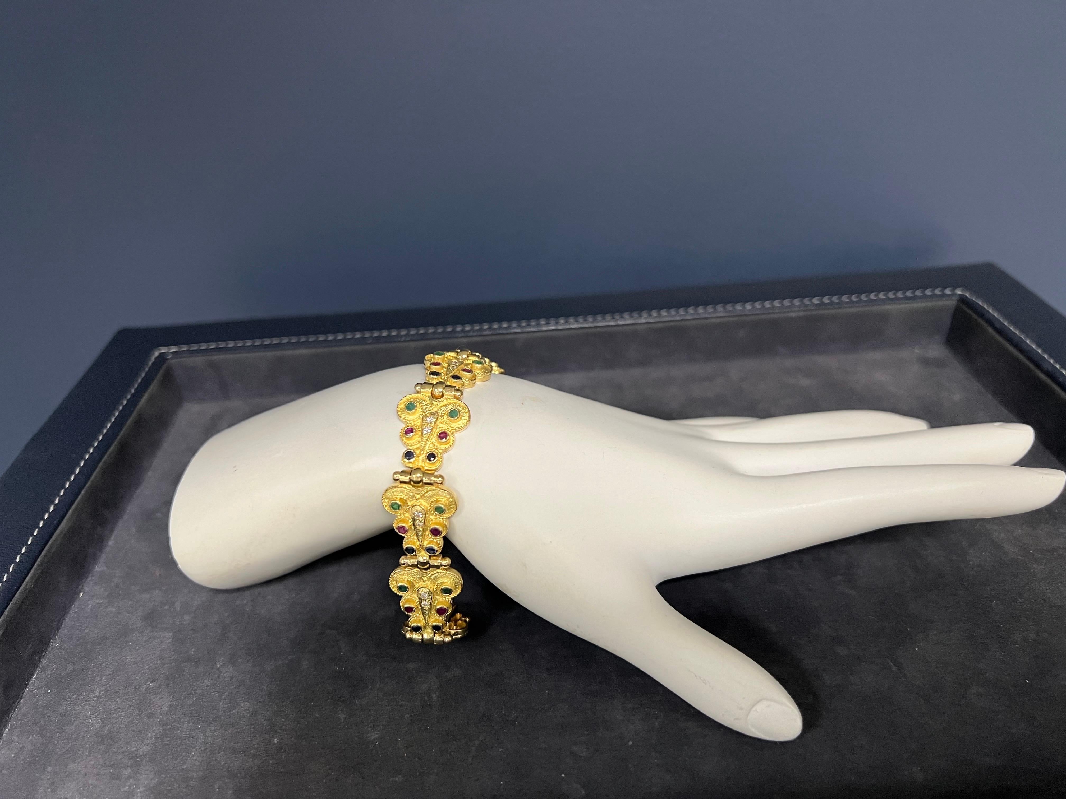 Retro Gold Full Set 9,40 Karat natürlichen Multi Color Edelstein & Diamant CIRCA 1980 im Angebot 2