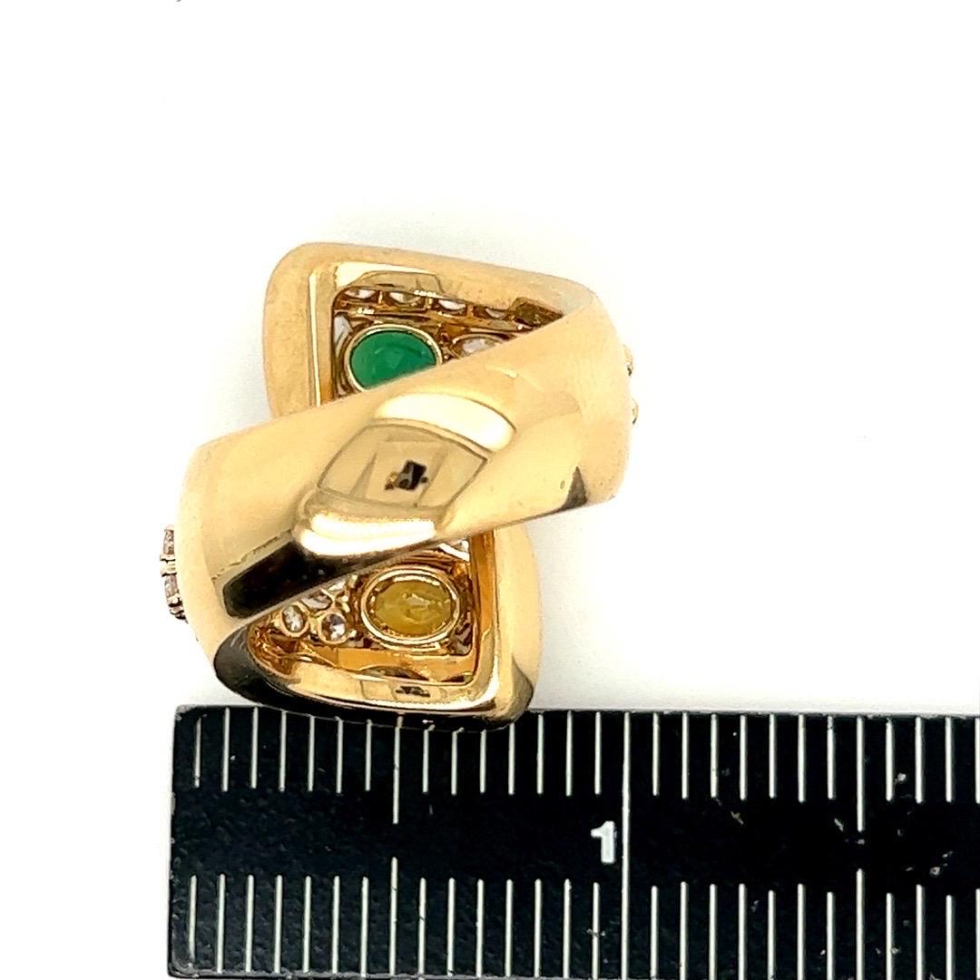 Retro Gold GIA Certified 7.4 Carat Natural Emerald & Diamond Cocktail Ring, 1960 For Sale 6