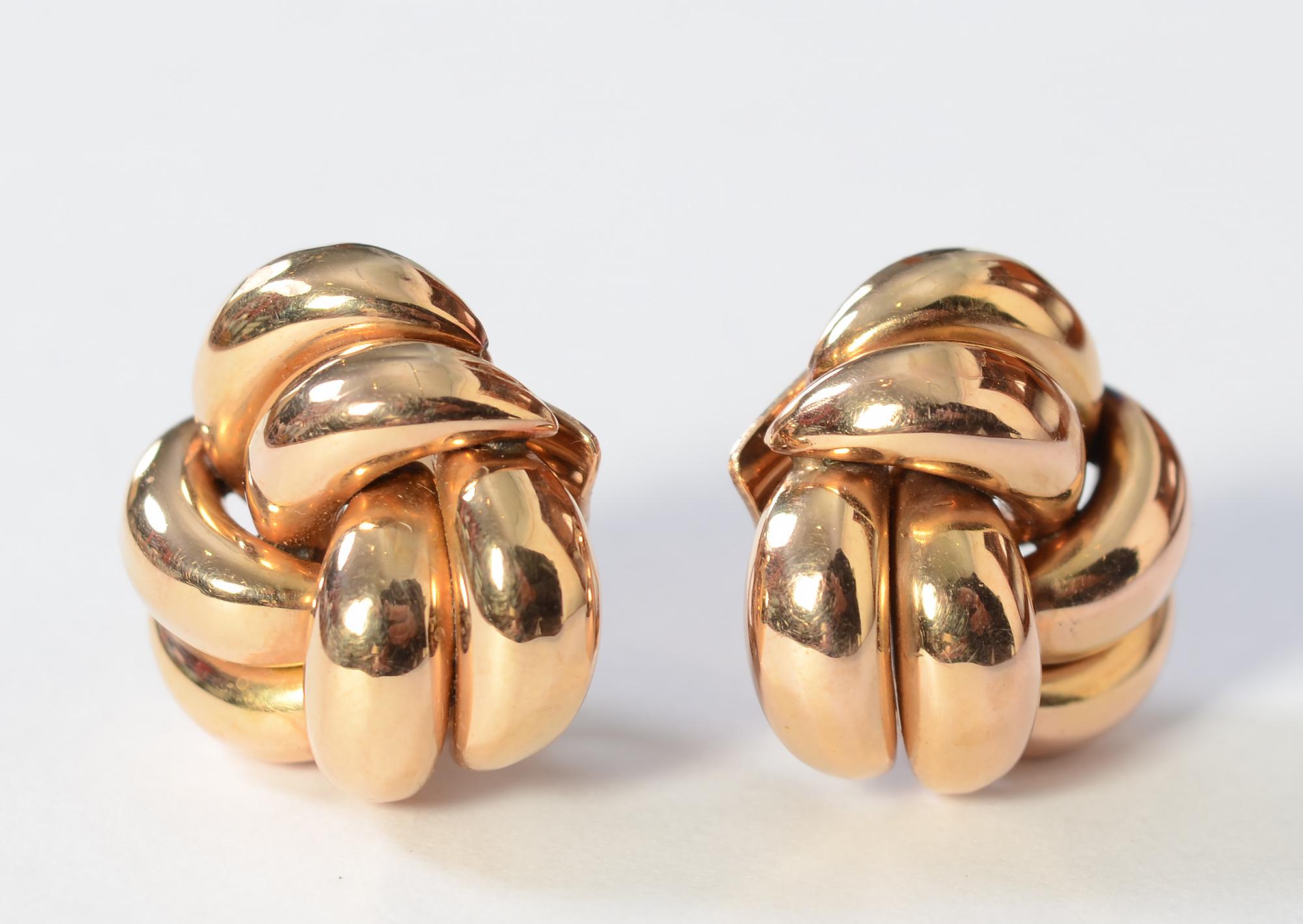 Retro Gold-Knoten-Ohrringe im Zustand „Hervorragend“ im Angebot in Darnestown, MD