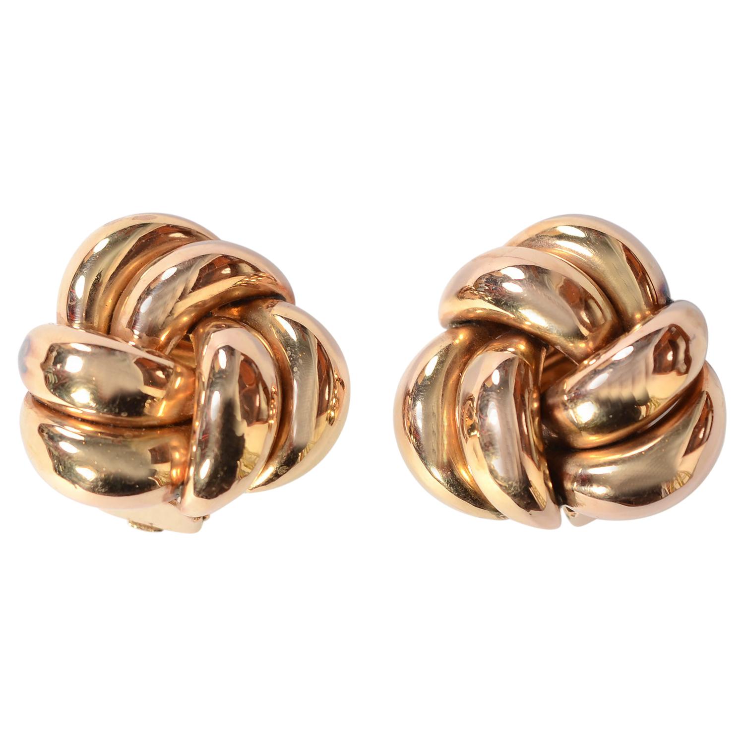 Retro Gold Knot Earrings For Sale