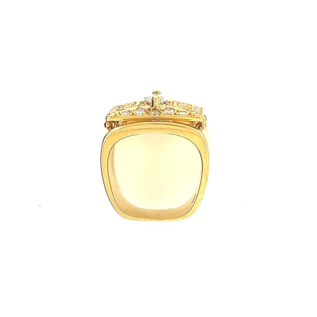 Retro Gold Mens 1.67 Carat Natural Marquise and Round Diamond Cocktail Ring 1970 For Sale 4