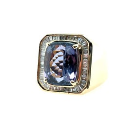 Retro Gold Mens 9.5 Carat Natural Tanzanite 
Diamond Statement Ring Circa 1980