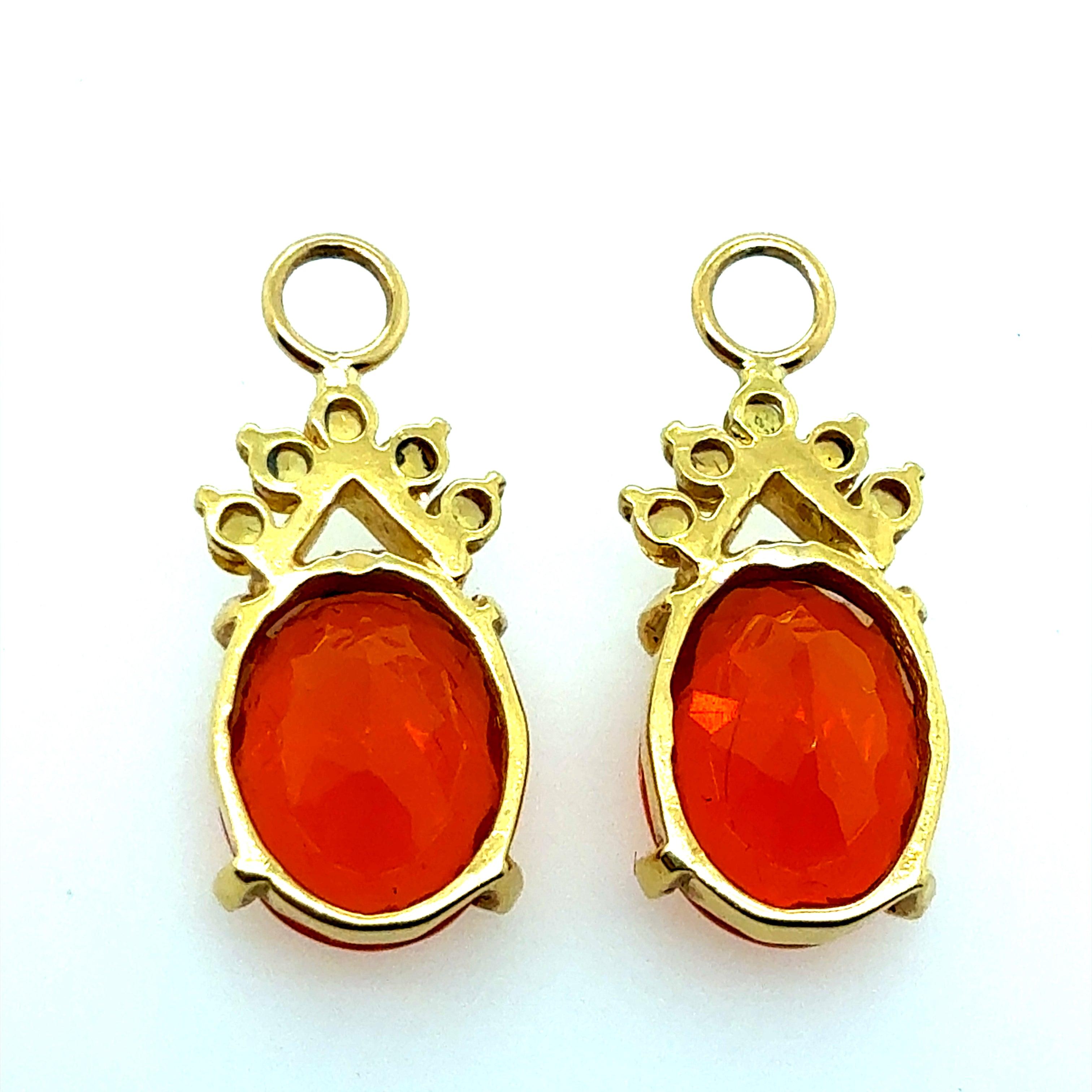 Retro Gold Natural Oval Orange Mexican Opal Statement Drop Earrings For Sale 1