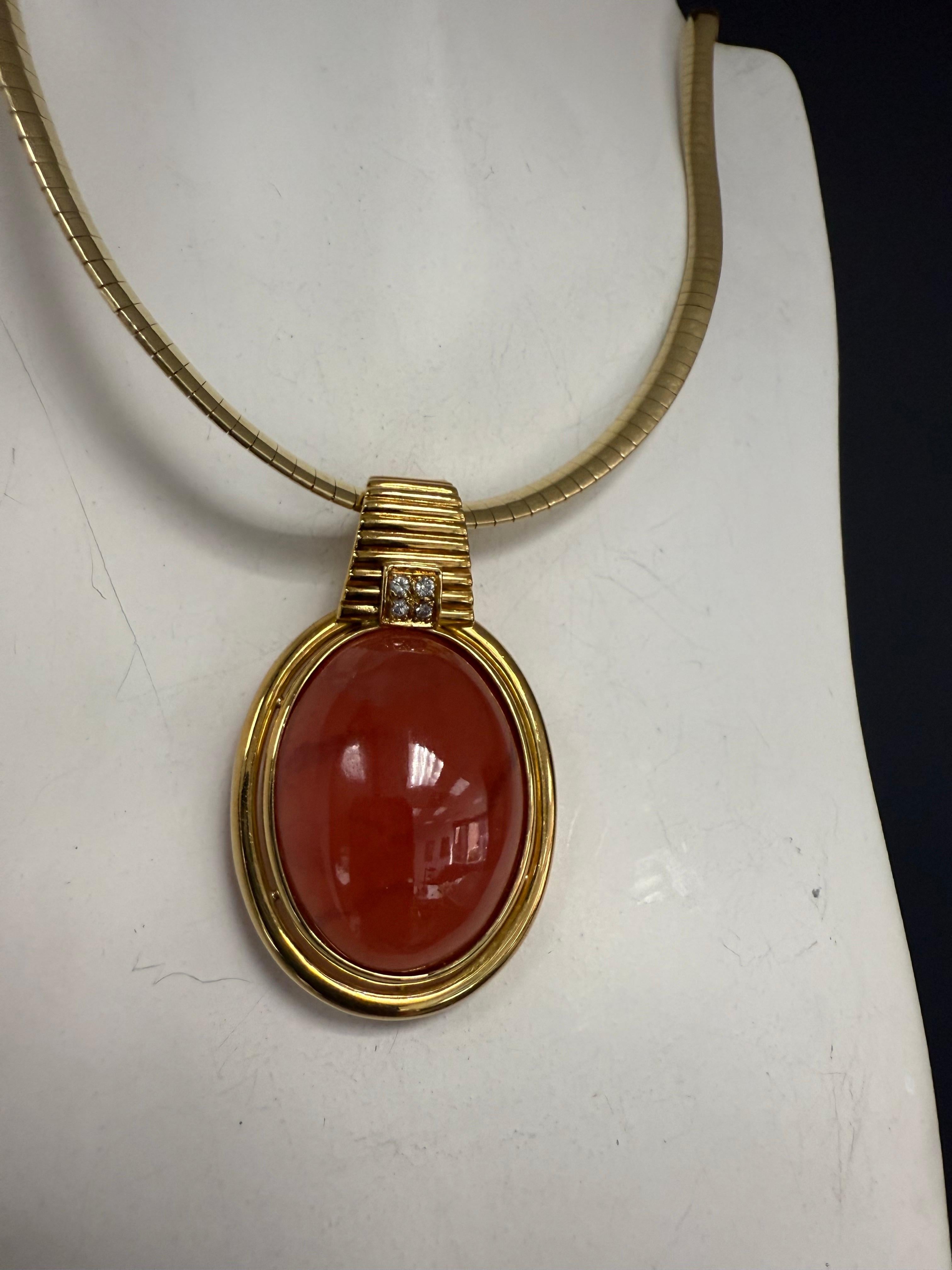 Retro Gold Natürliche Rhodochrosit & Diamant Statement Anhänger CIRCA 1970 im Angebot 4