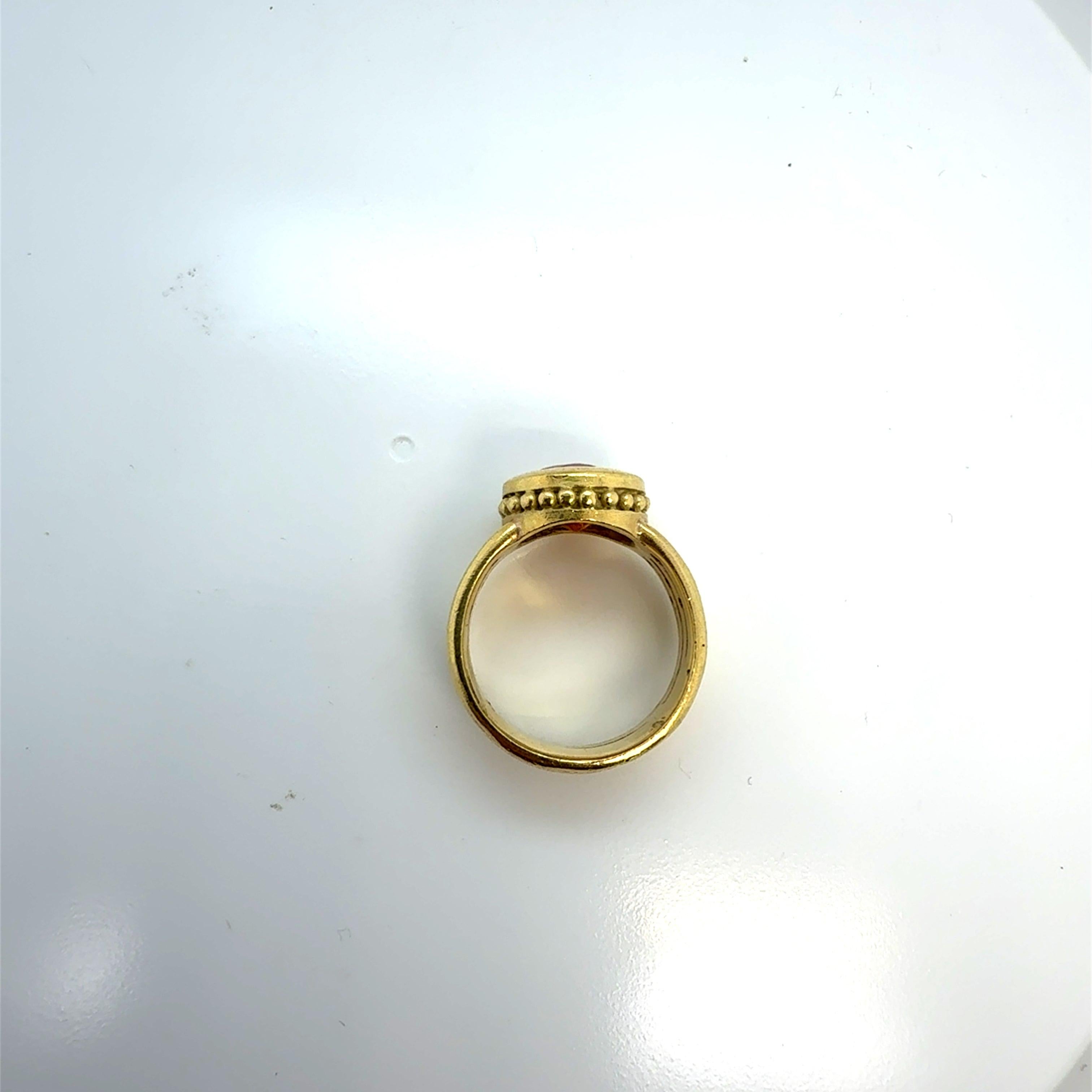 Retro Gold Natural Round Spessartite Garnet & Natural Diamond Statement Ring For Sale 1