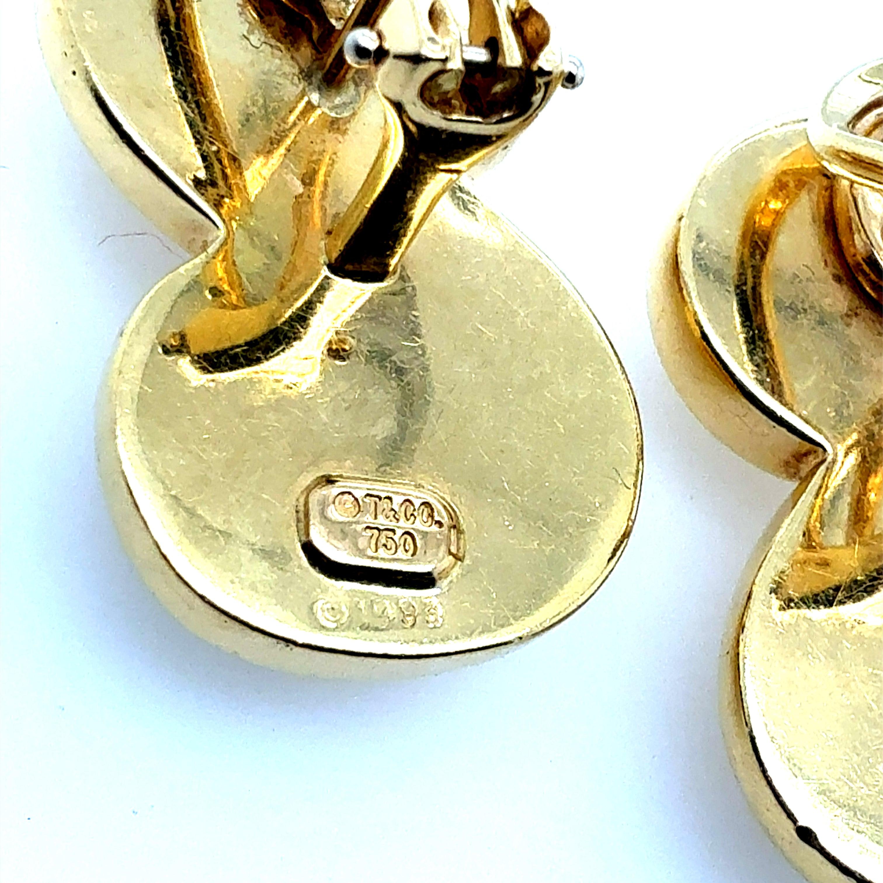 Retro Gold Original Tiffany and Company Spiro Statement Earrings, Circa 1990 For Sale 1