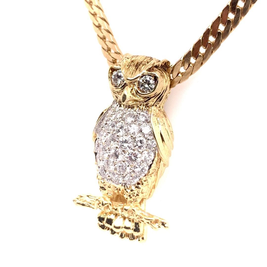 diamond owl pendant
