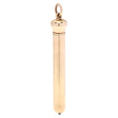 Retro Gold Retractable Pencil Pendant, 14K Yellow Gold, 2 3/8 in, Mad Men Pencil