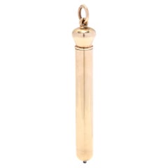 Vintage Gold Retractable Pencil Pendant, 14K Yellow Gold, 2 3/8 in, Mad Men Pencil