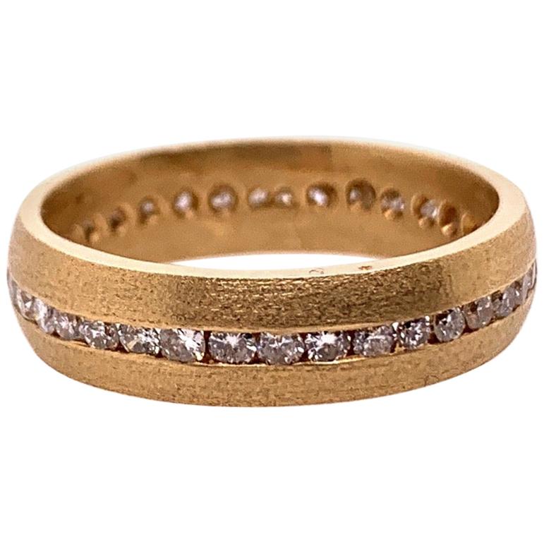 Retro Retro-Verlobungsring aus Gold mit 0,75 Karat natürlichem Diamant, um 1950 im Angebot