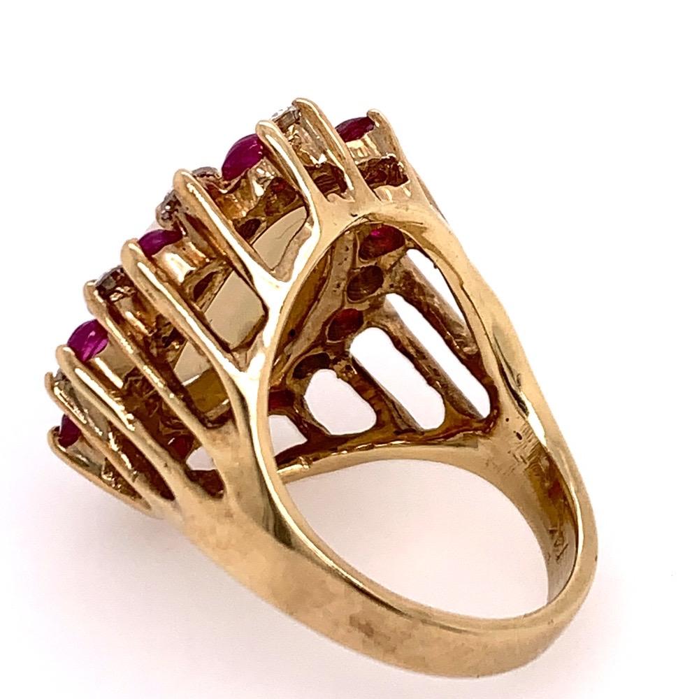 Retro Gold Ring Approx 6.22 Carat Natural Opal Diamond Ruby Gem Stone circa 1960 For Sale 5