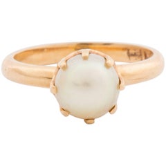 Retro Gold Ring with Cultured Peal
