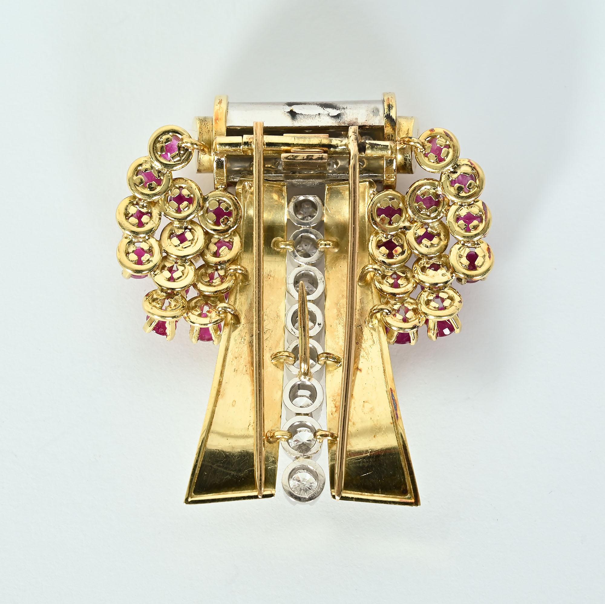 Retro Gold, Ruby and Diamond Bracelet In Excellent Condition For Sale In Darnestown, MD