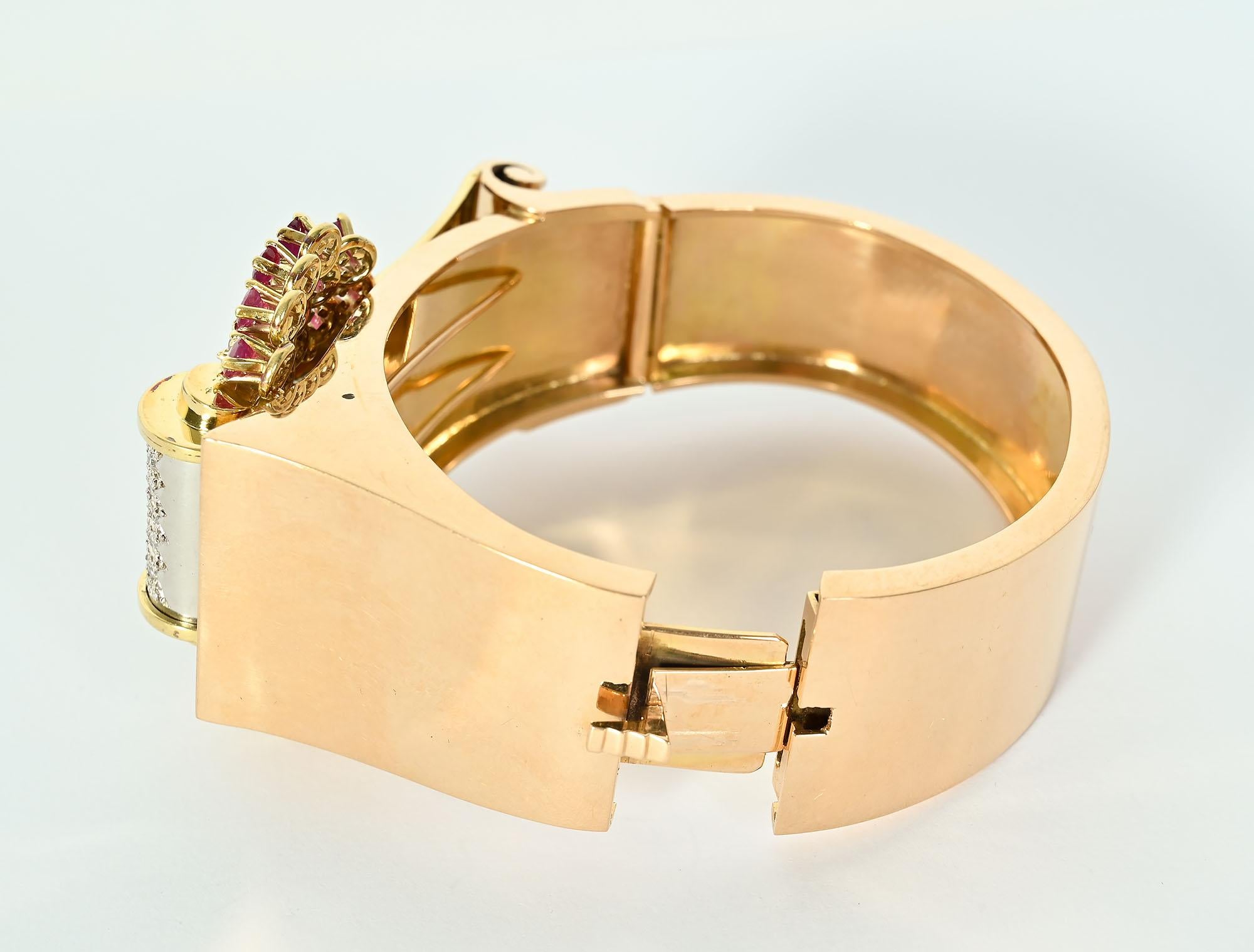 Retro Gold, Ruby and Diamond Bracelet For Sale 3